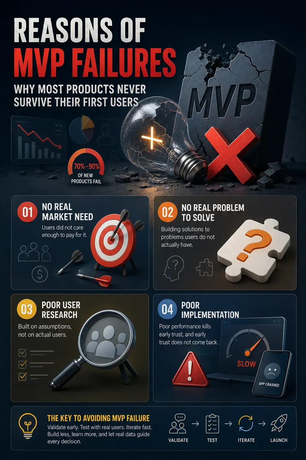 Reasons of MVP Failures: Why Most Products Never Survive Their First Users