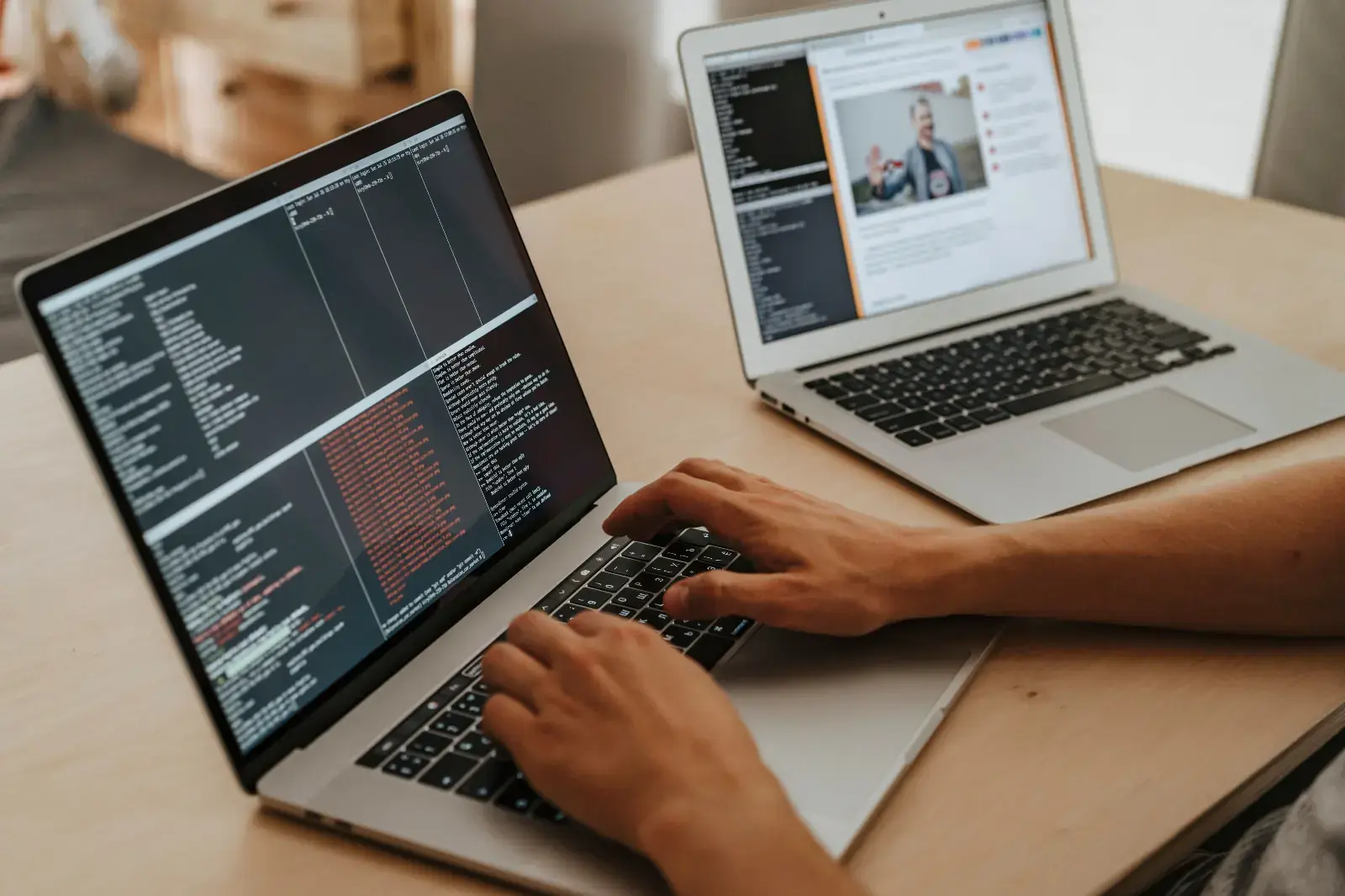 Comparing a web application and a website on a laptop