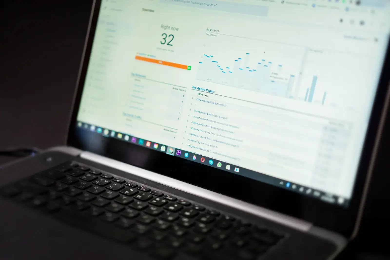 Person using a web application dashboard on a laptop Person using a web application dashboard on a laptop